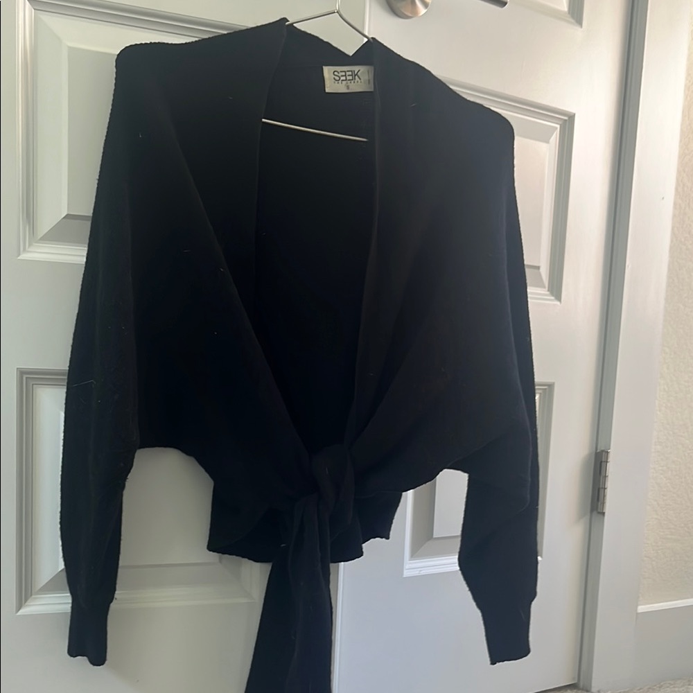 Black Women's Tie/Wrap Sweater
